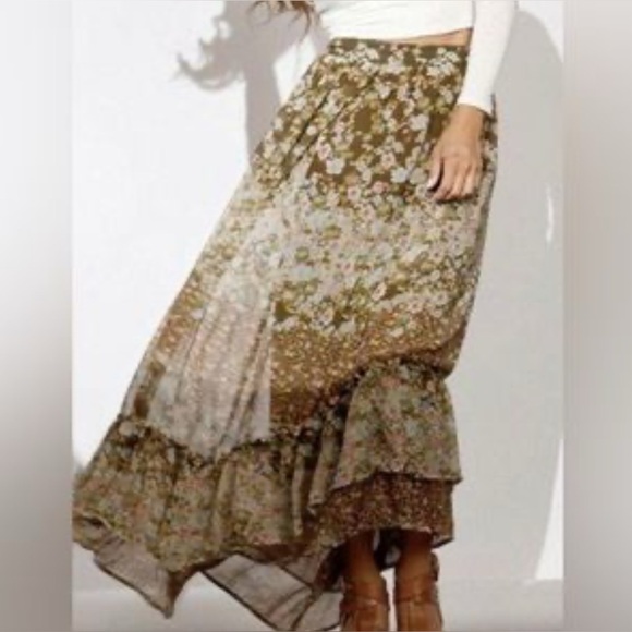 H&M Floral Maxi Skirt side Zipper size 6 - Picture 1 of 7